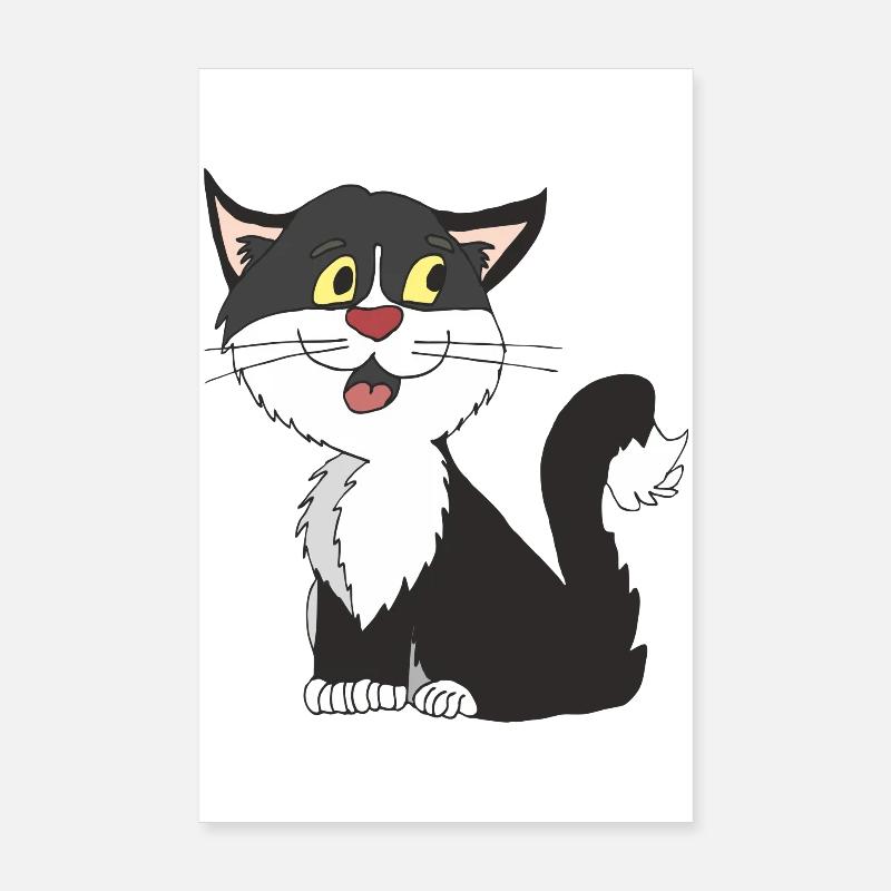 chat noir blanc Poster 20 x 30 cm