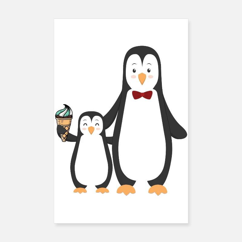 Penguin Penguins with Ice Poster 8" x 12" (20x30 cm)