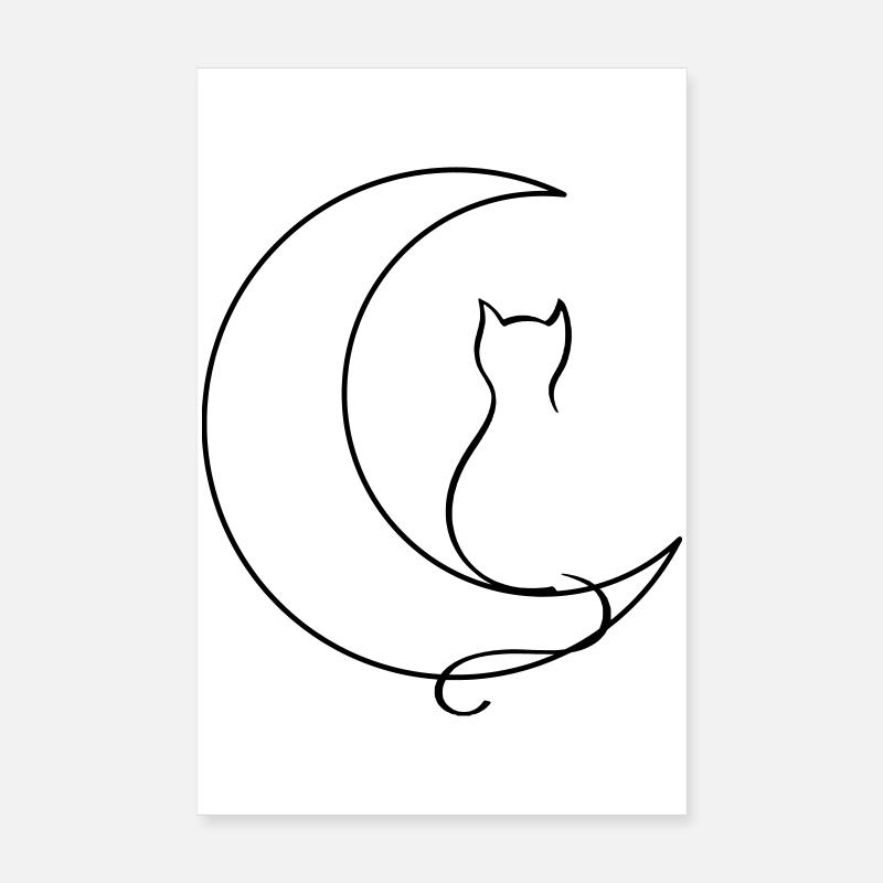 Chat de lune Poster 20 x 30 cm