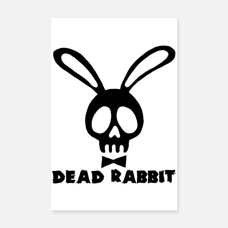 Lapin tête de mort noir - Poster 20 x 30 cm - blanc
