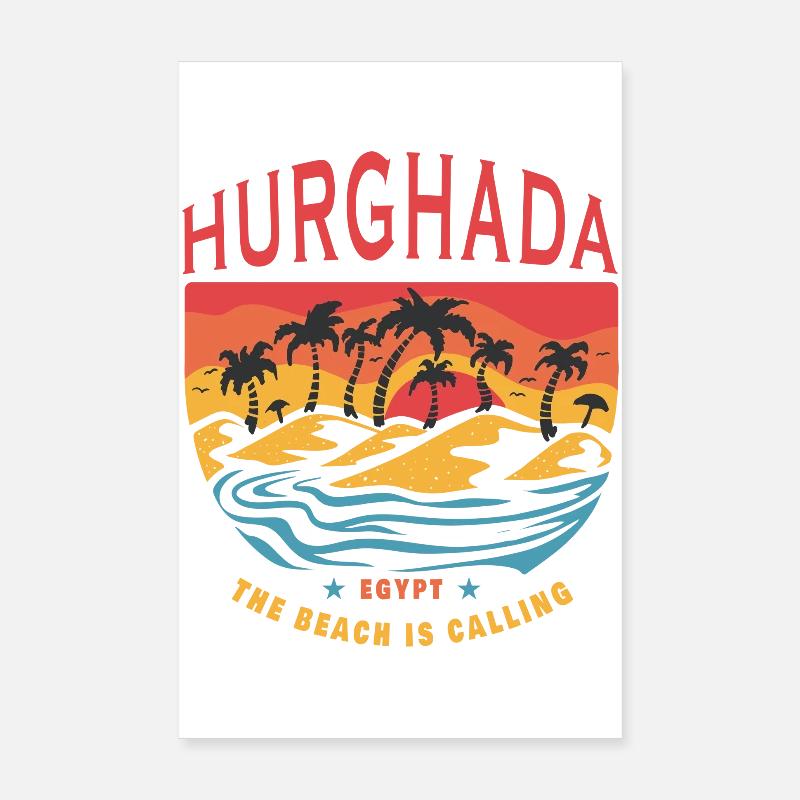 Design de plage Hurghada Egypt - Poster 20 x 30 cm - blanc
