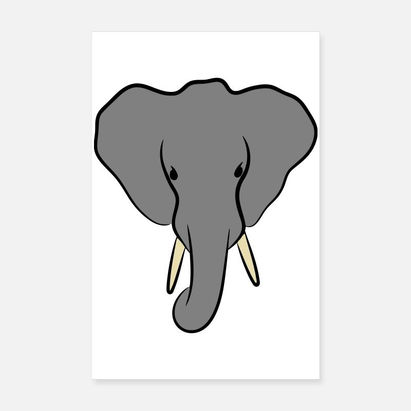 Elephant Head Minimalist Poster 8" x 12" (20x30 cm)