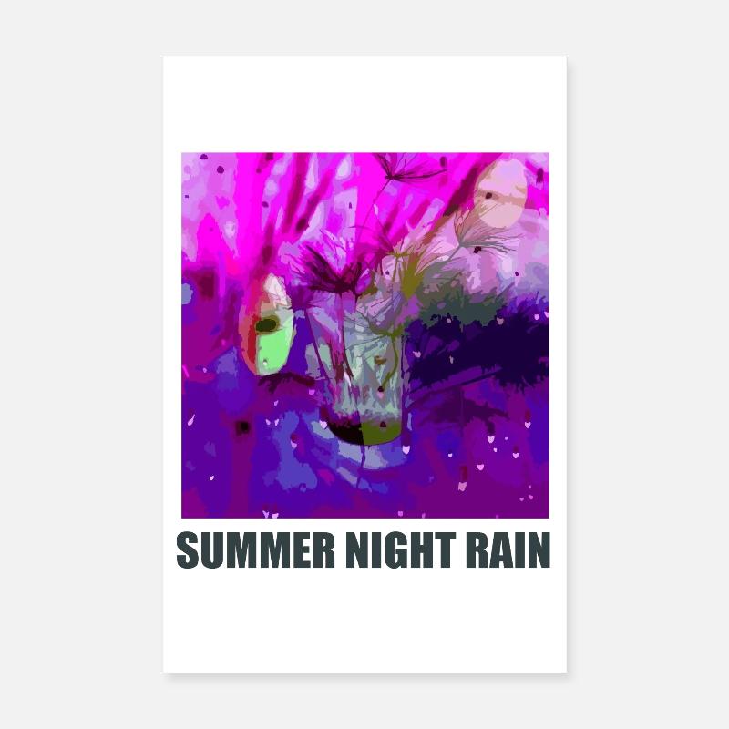 Nuit D’étéPluie Abstrait - Poster 20 x 30 cm - blanc
