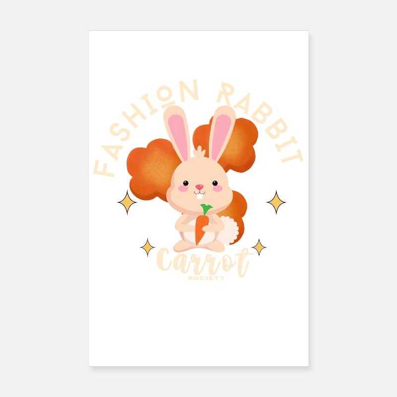 Lapin Mode Carotte Poster 20 x 30 cm