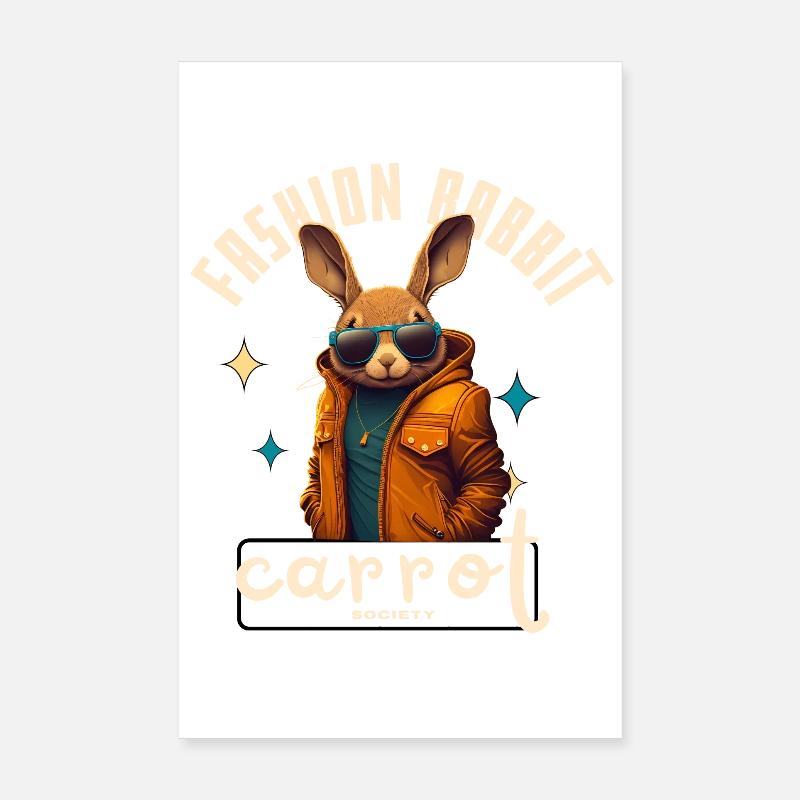 Urban rabbit in orange jacket Poster 8" x 12" (20x30 cm)