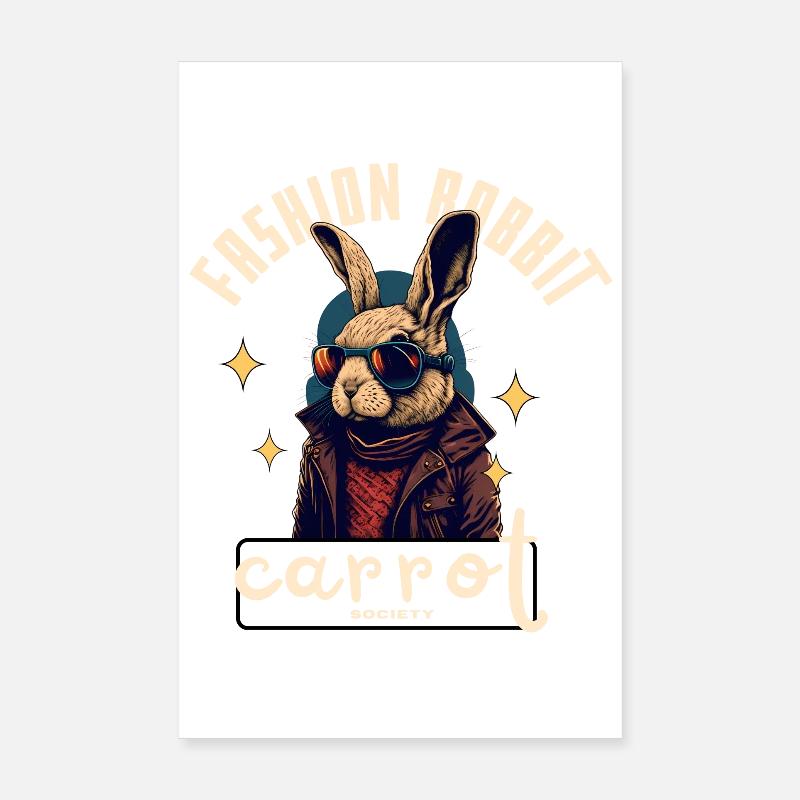 Leather Rocker Bunny Poster 8" x 12" (20x30 cm)