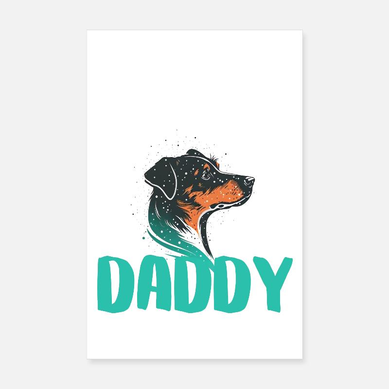 Chien Daddy coloré graphique Poster 20 x 30 cm