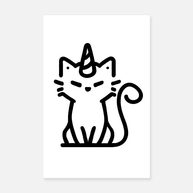 Einhorn-Katze - Poster 20x30 cm - Weiß
