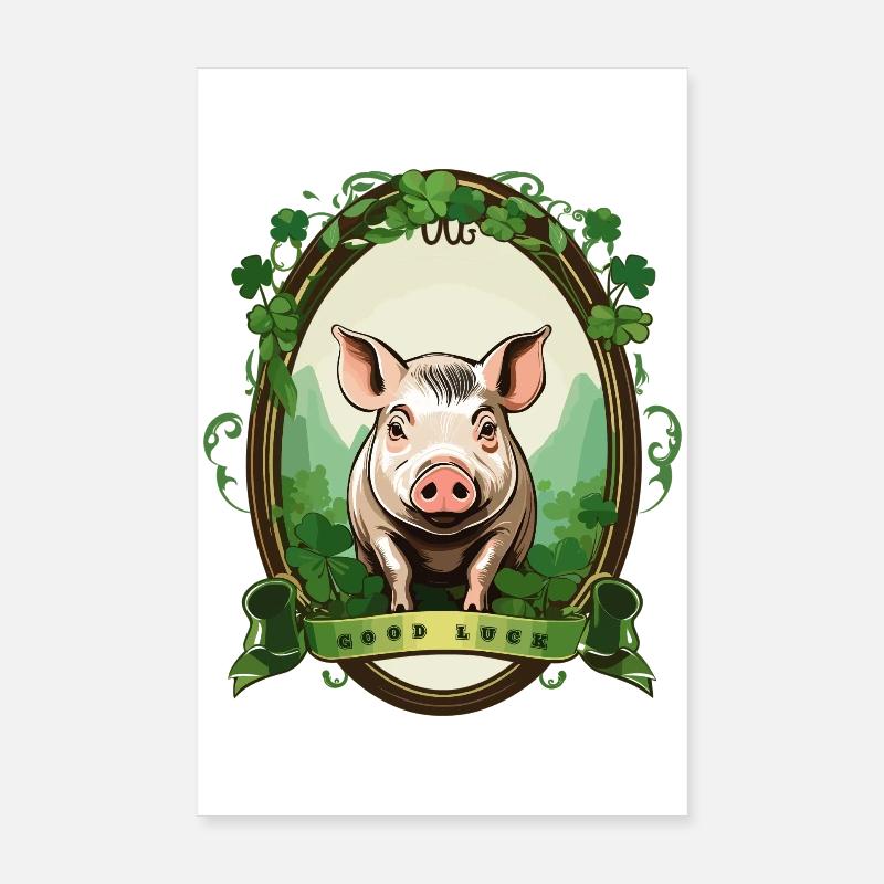 Cochon chanceux Poster 20 x 30 cm