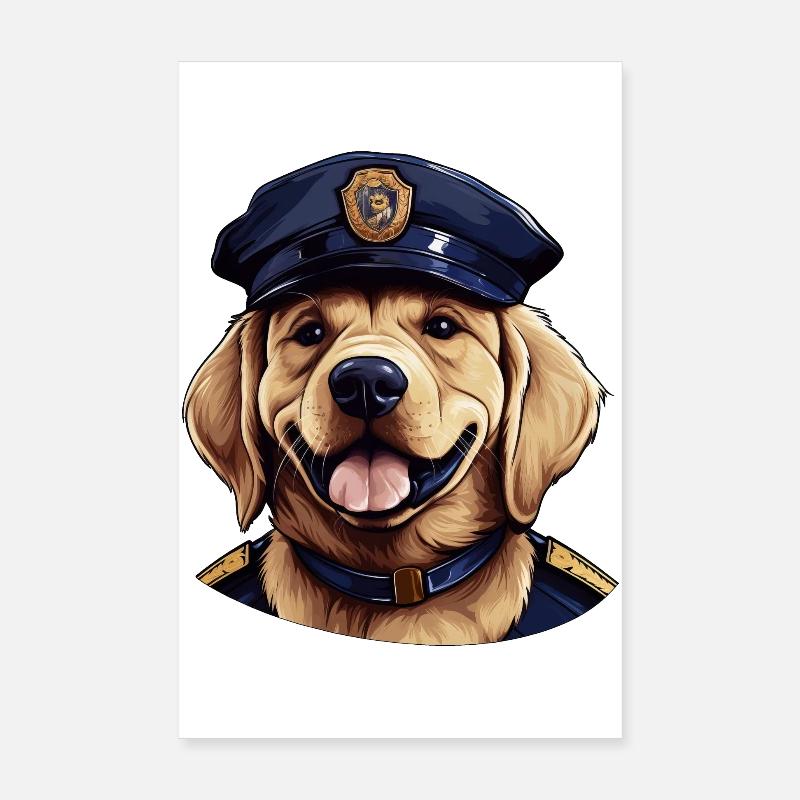 Hunde Polizei - Poster 20x30 cm - Weiß