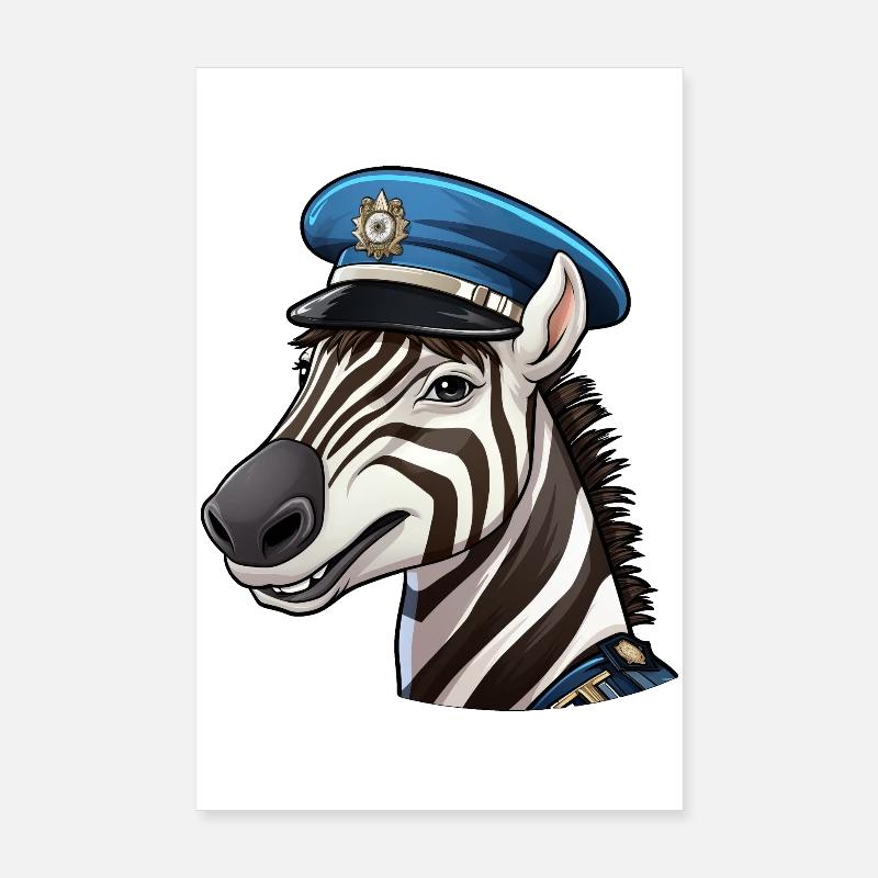 Zebra Policewoman Poster 8" x 12" (20x30 cm)
