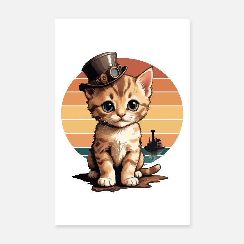 Steampunk Katze Poster 20x30 cm
