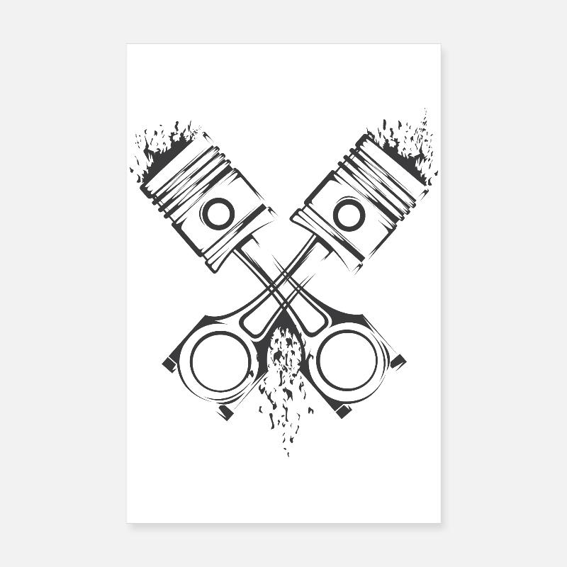 v8 Piston Flame Engine Tuner Tuning Car Symbol Poster 8" x 12" (20x30 cm)