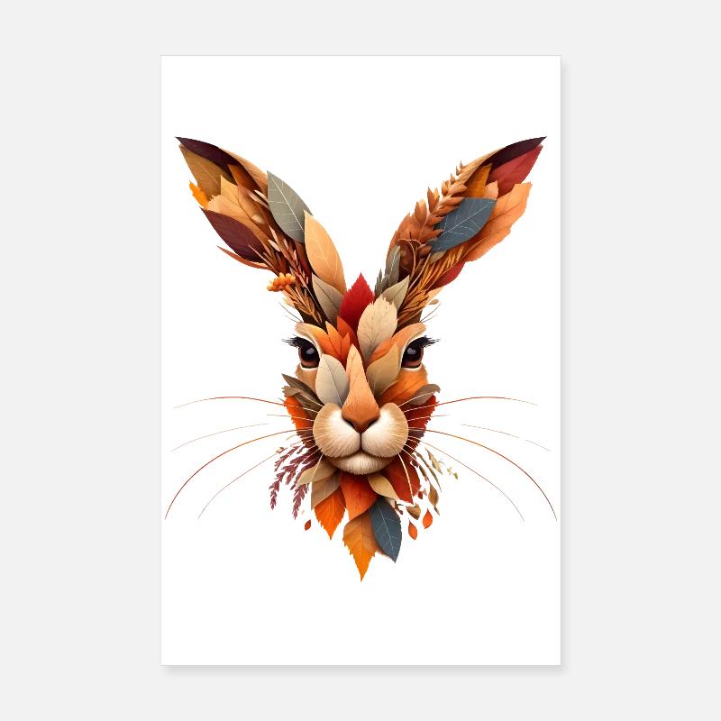 Un lapin, conçu à partir de différentes feuilles Poster 20 x 30 cm