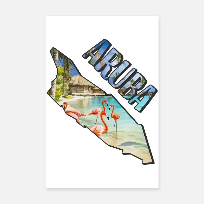 Carte aquarelle Aruba Poster 20 x 30 cm