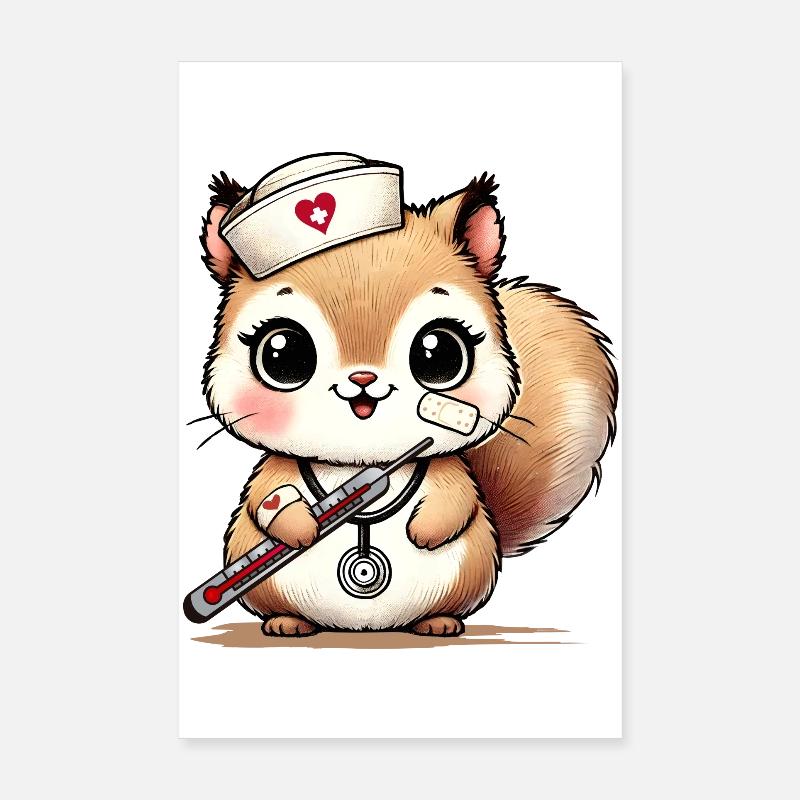 Bezauberndes Eichhörnchen als Krankenschwester Poster 20x30 cm