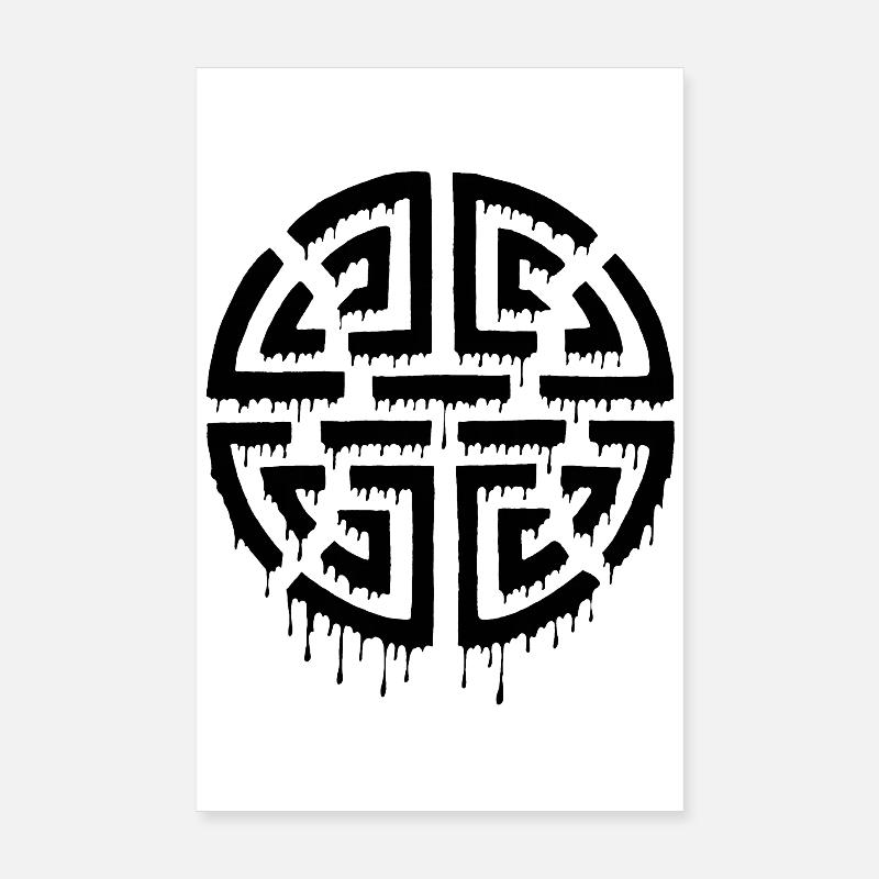 Graffiti d'un labyrinthe noir Poster 20 x 30 cm
