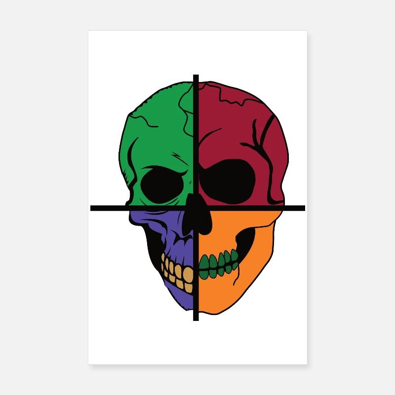 Four Divided Skeletal Skulls Poster 8" x 12" (20x30 cm)