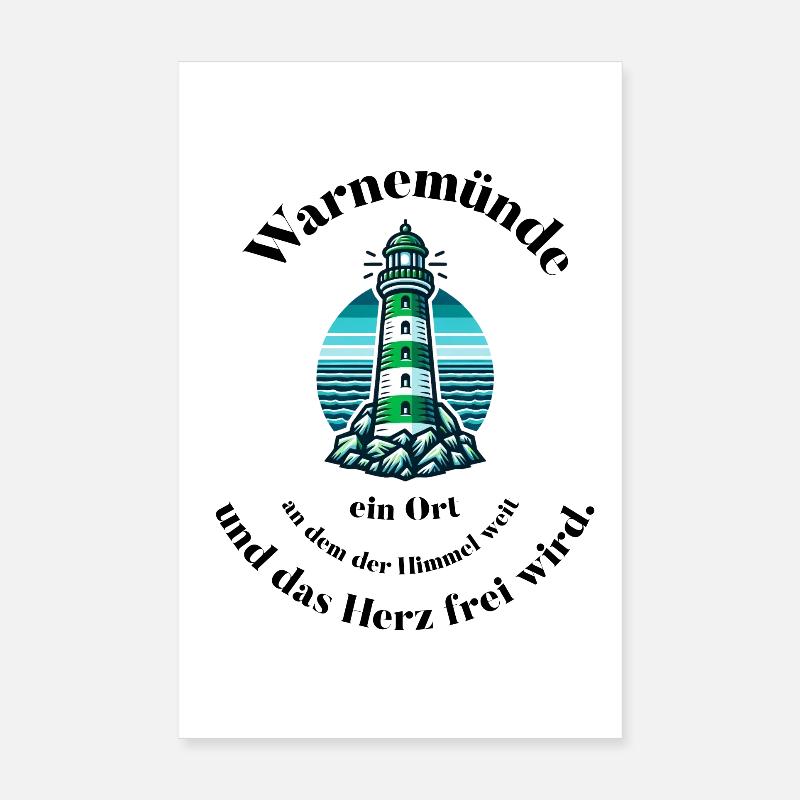 Warnemünde lighthouse ideal for Baltic Sea lovers. Poster 8" x 12" (20x30 cm)