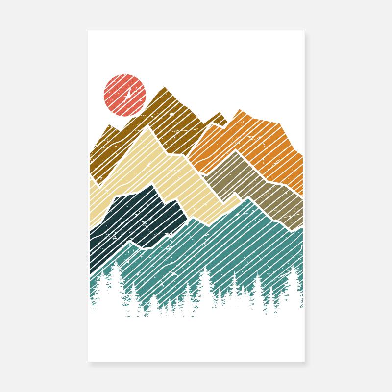 Mountain Sunset Silhouette Poster 8" x 12" (20x30 cm)