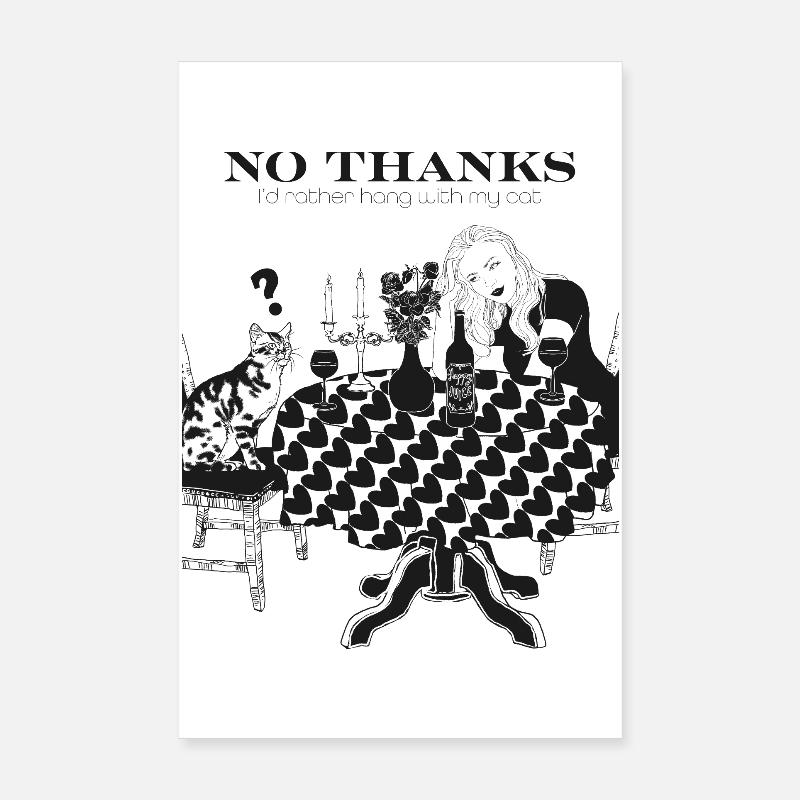 NON MERCI, JE PRÉFÈRE PASSER DU TEMPS AVEC MON CHAT Poster 20 x 30 cm