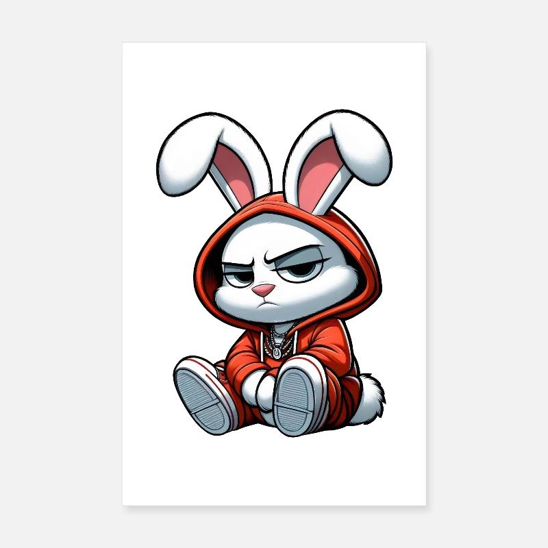 lapin hiphop capuche Poster 20 x 30 cm