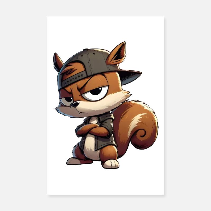 Eichhörnchen Hiphop Kappe Poster 20x30 cm