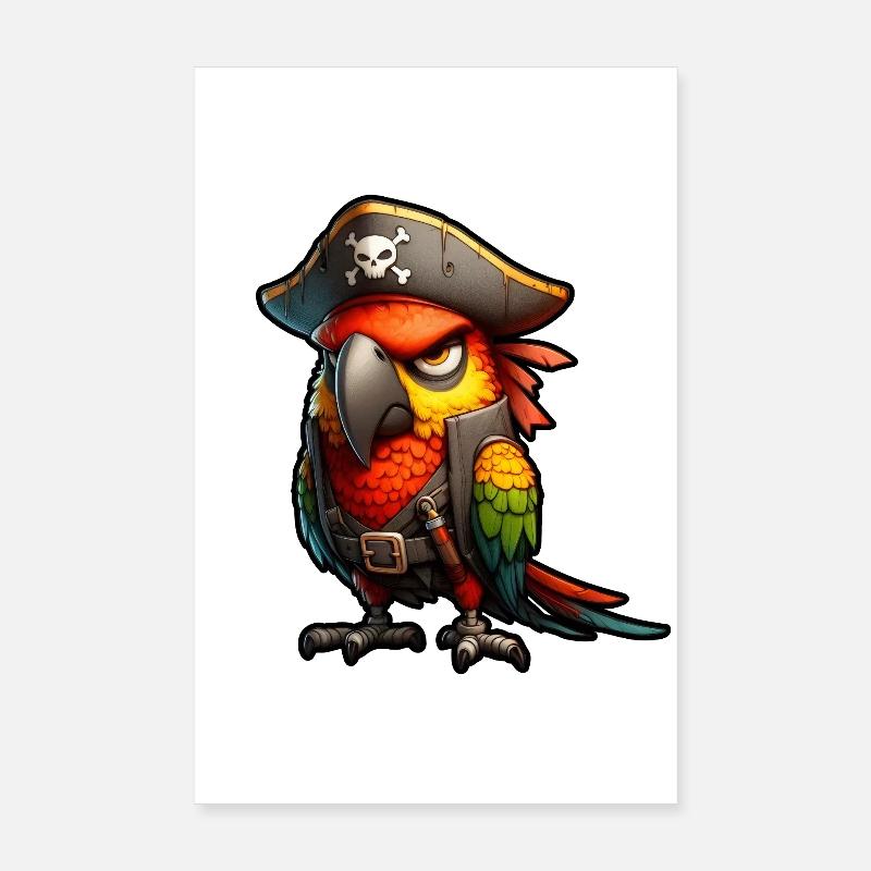 perroquet pirate rouge Poster 20 x 30 cm
