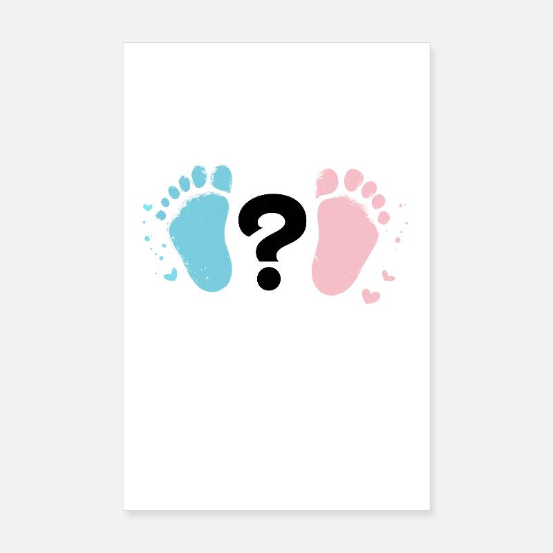 Pastel Baby Footprints and Question Poster 8" x 12" (20x30 cm)