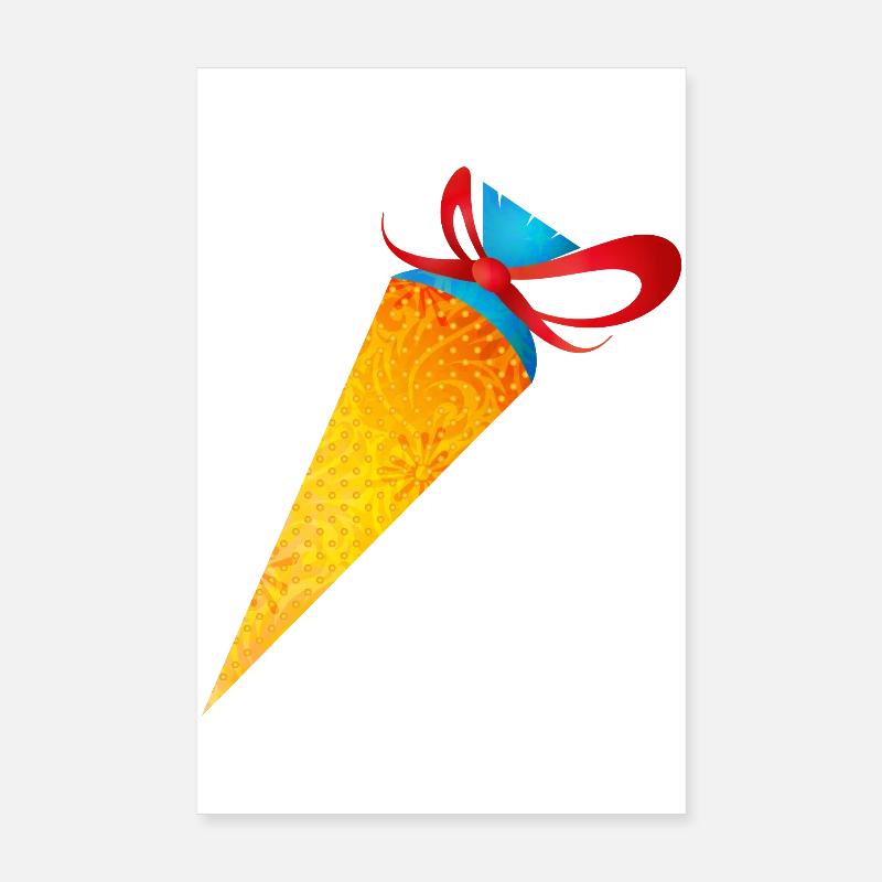 Cône d’école coloré avec ruban rouge Poster 20 x 30 cm