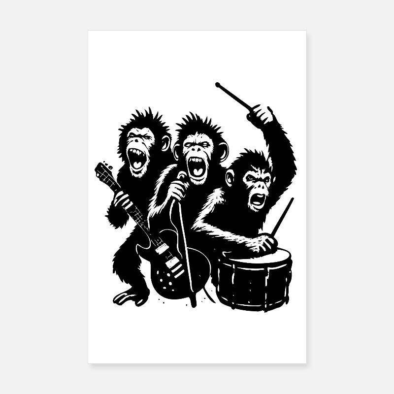 Expressive Monkey Rock Band | The Monkey Dance Poster 8" x 12" (20x30 cm)