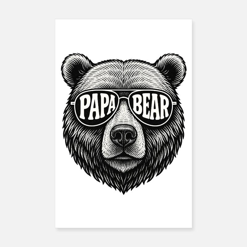 Geschenkidee Papa Bear Retro Look mit Sonnenbrille Poster 20x30 cm