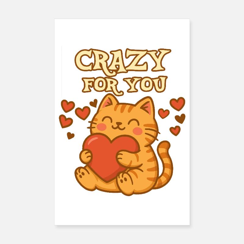 Chat mignon avec texte « Crazy for You » Poster 20 x 30 cm