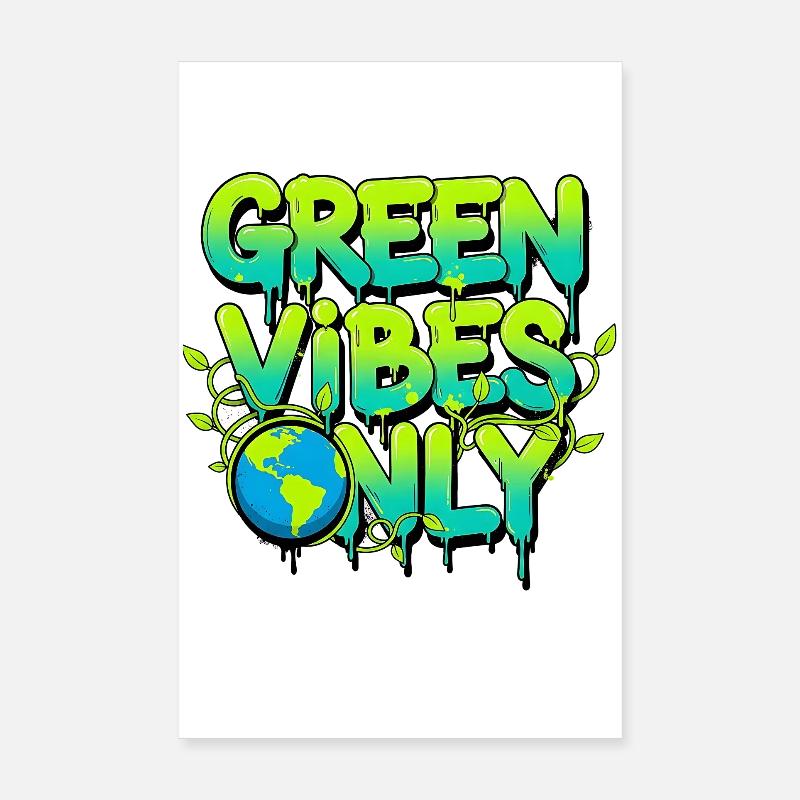 Green Vibes Only Nature Lovers Climate Gift - Poster 20x30 cm - Weiß