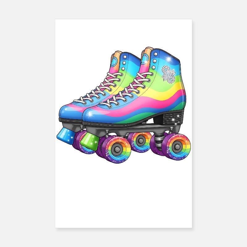 Rainbow Roller Skates Retro Disco Style Poster 20x30 cm
