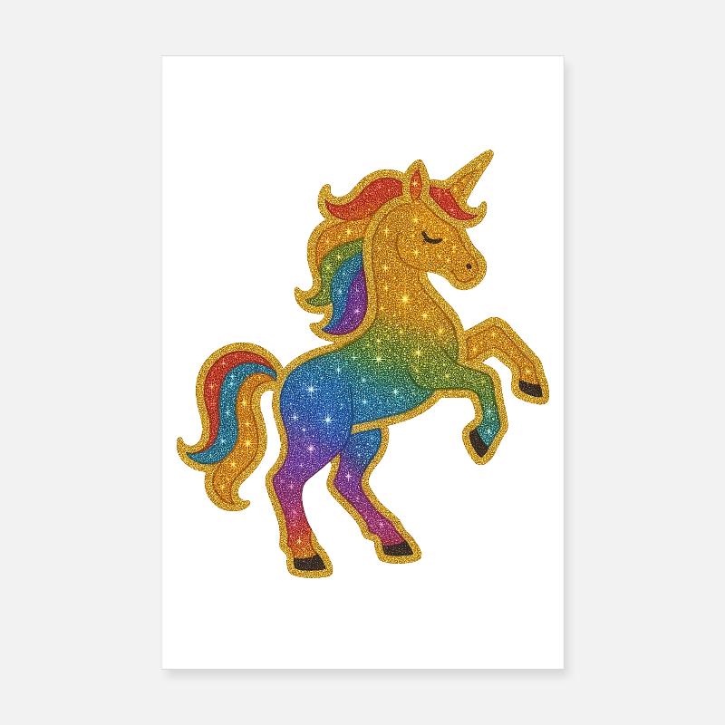 Glitterndes Regenbogen-Einhorn Poster 20x30 cm