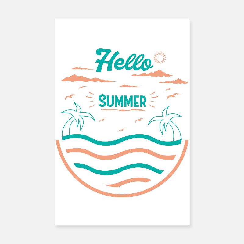 Conception de plage de palmiers d’été Poster 20 x 30 cm