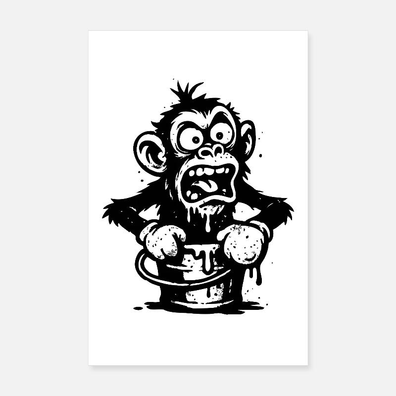 Affe im Eimer | Schockierter Affe mit Tropf-Design Poster 20x30 cm
