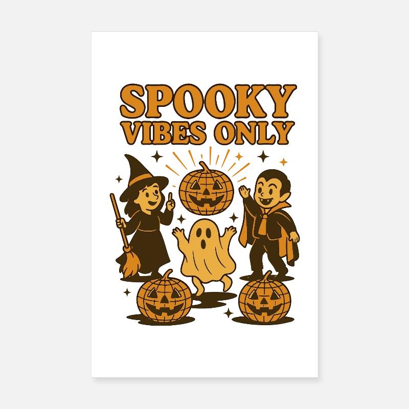 Halloween Spooky Vibes Only Citrouille Fantôme Sorcière Poster 20 x 30 cm