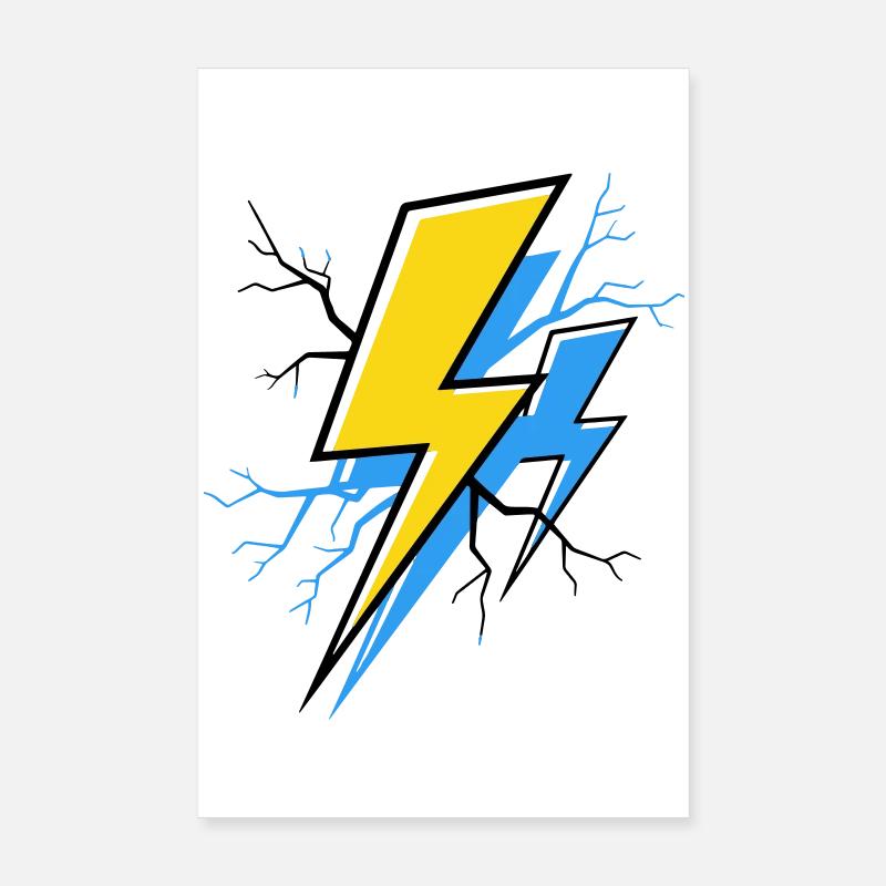 Blau Gelber Strahl Poster 20x30 cm