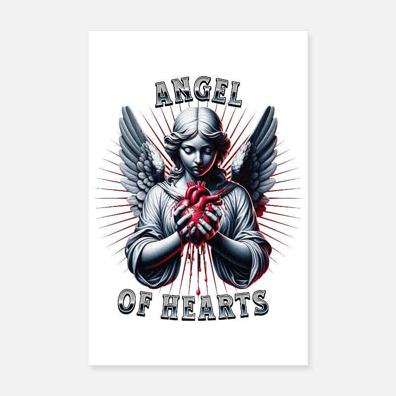 Engel mit blutendem Herz Poster 20x30 cm