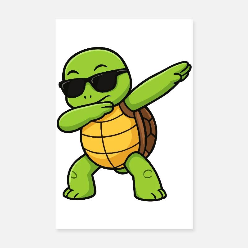 Dab Turtle with sunglasses Poster 8" x 12" (20x30 cm)