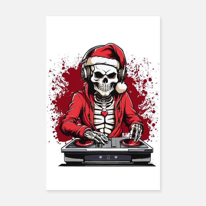X-mas Skull Dj Poster 8" x 12" (20x30 cm)