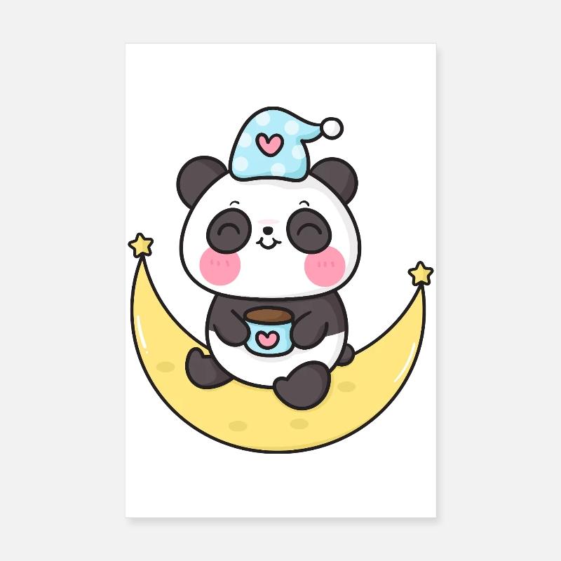 Panda Céleste sur la Lune Poster 20 x 30 cm