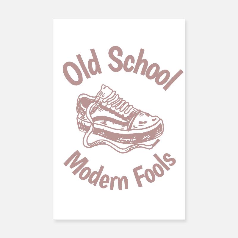 Old School Sneaker Logo Fools - Poster 8" x 12" (20x30 cm) - white