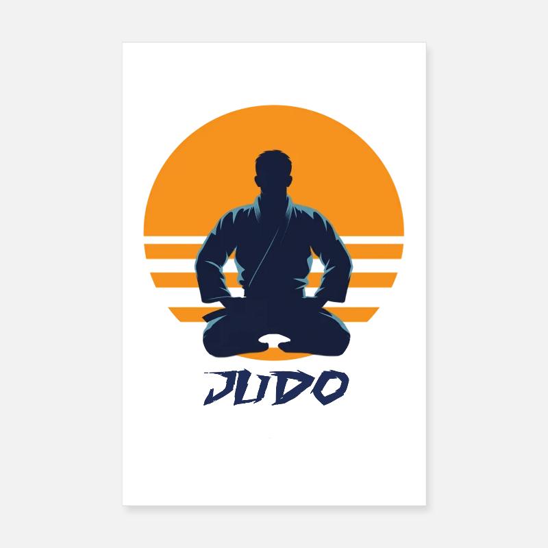 Silhouette de coucher de soleil de judo Poster 20 x 30 cm