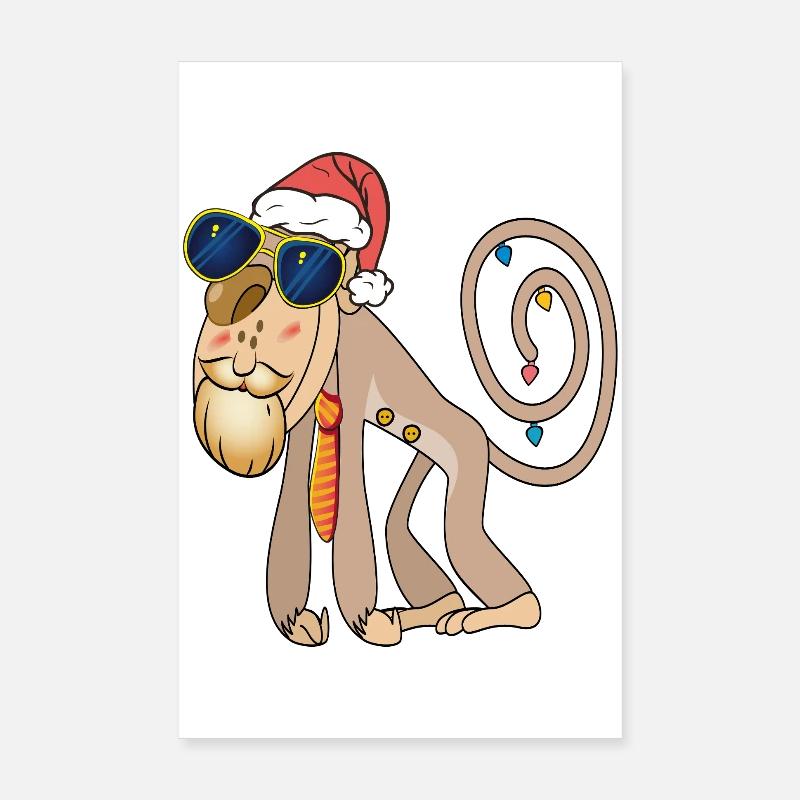 Weihnachtsaffe mit Sonnenbrille Poster 20x30 cm