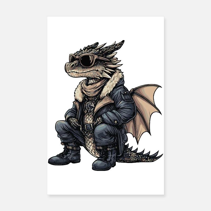 Drache Cool Winter Poster 20x30 cm