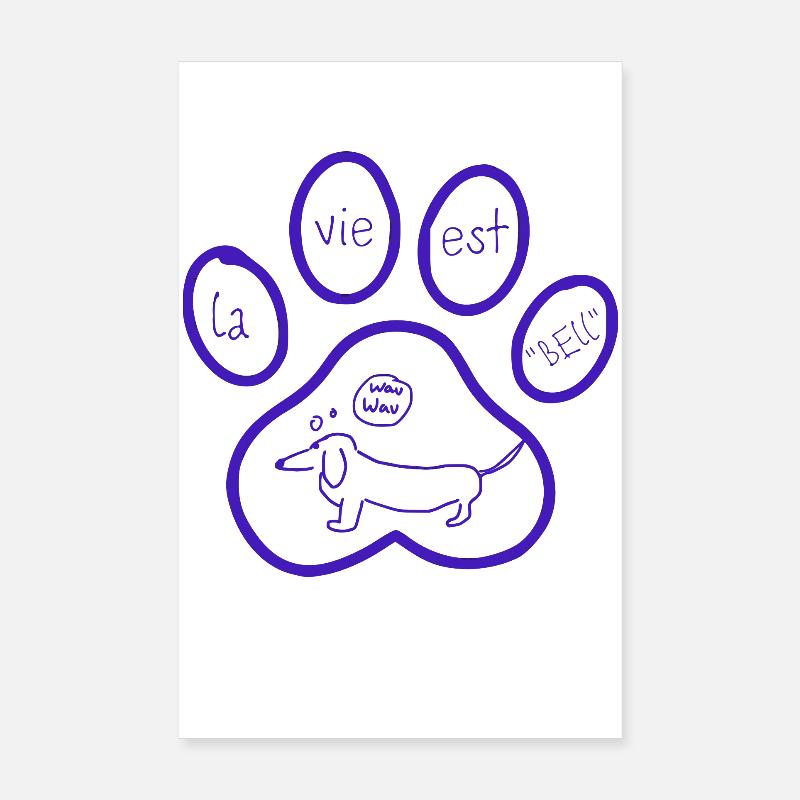 Dachshund in paw print with pun "barking" Poster 8" x 12" (20x30 cm)