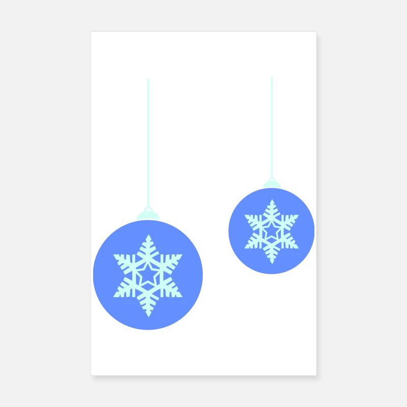 Weihnachtskugel Schneeflocken Blau Ornament Poster 20x30 cm